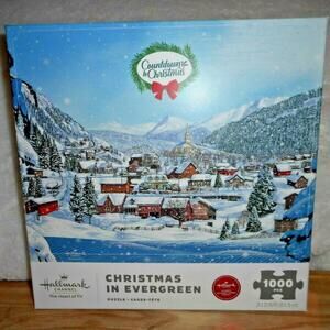HALLMARK CHRISTMAS IN EVERGREEN SMALL TOWN 1000 PIECE JIGSAW PUZZLE 24 X 30 NEW